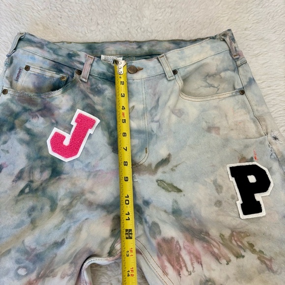 Carhartt Tie Dye w/ Patches Multicolor Men’s Straight leg Semi Distressed Jeans - Picture 10 of 16